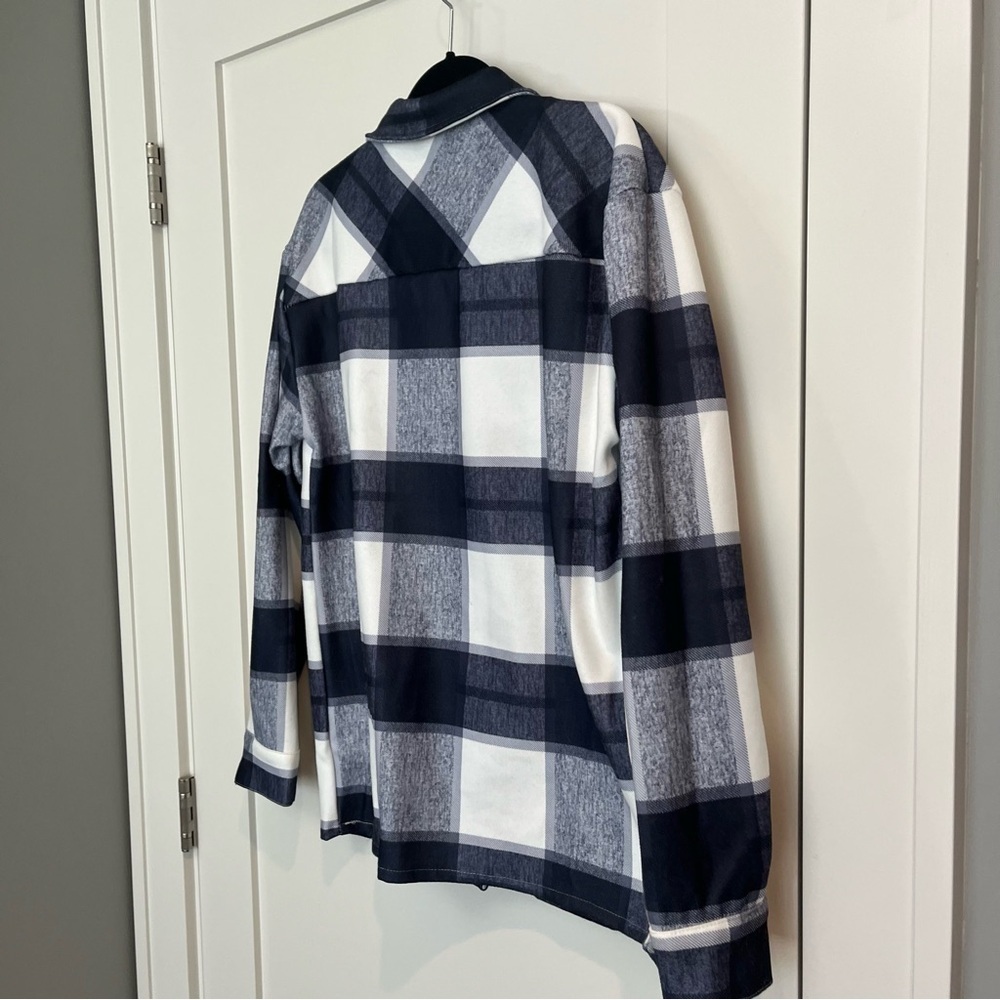Plaid Button-Up Shirt Jacket - Picture 3 of 7